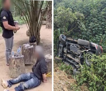 Kejar-kejaran Dramatis di Rohil, Mobil Pengedar Sabu Terbalik 